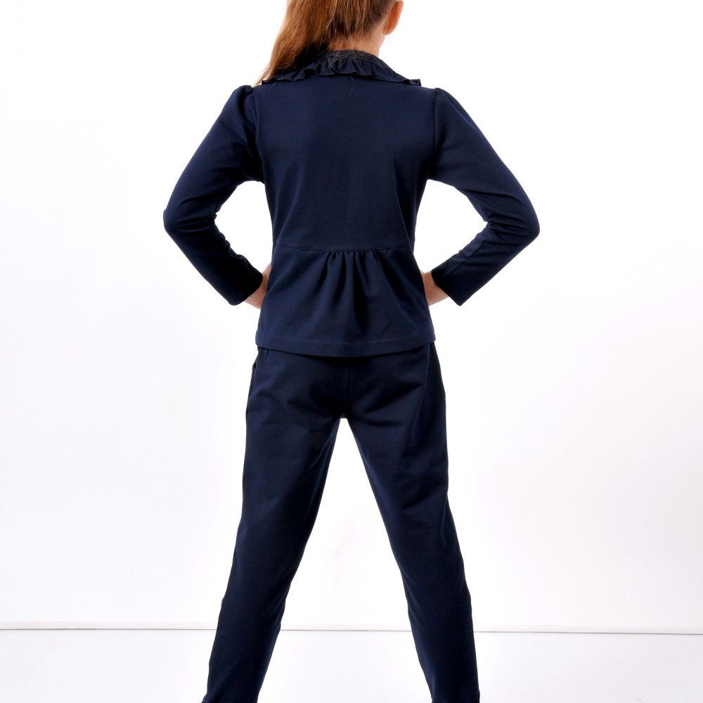 ЕЛЕГАНТЕН КОМПЛЕКТ САКО И ПАНТАЛОН - ТЪМНО СИНЬО