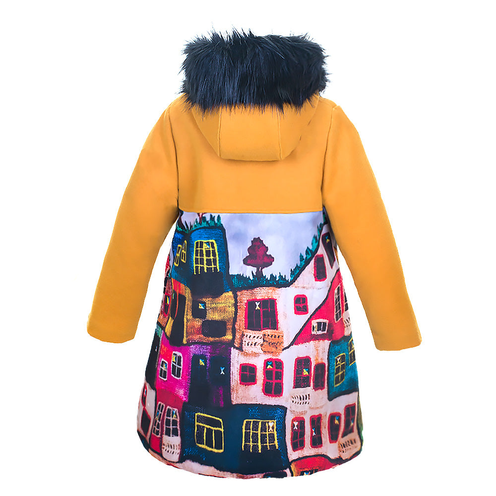 ЗИМНО ПАЛТО С ЖИВОПИСНА ЩАМПА