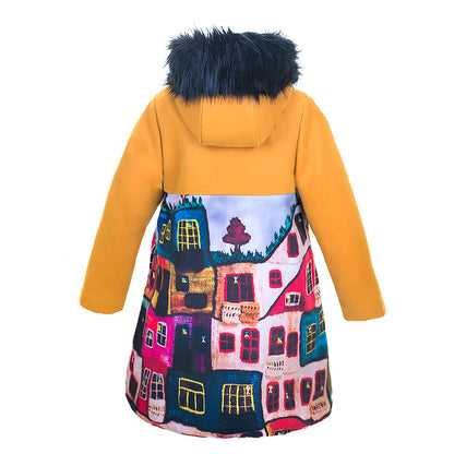 ЗИМНО ПАЛТО С ЖИВОПИСНА ЩАМПА