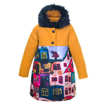 ЗИМНО ПАЛТО С ЖИВОПИСНА ЩАМПА